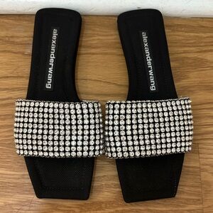 Alexander Wang rhinestone slides/sandals. Black and silver, size 6. Worn once